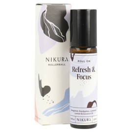 Nikura Refresh & Focus Roll On Essential Oil Blend - 10ml | for Study, Focusing, Anxiety, Aromatherapy | Use on Skin, Temples, Pulse Points, Wrists, Neck