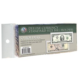 100 Regular Deluxe PVC Currency Sleeve Bill Holders Paper Money SEMI Rigid