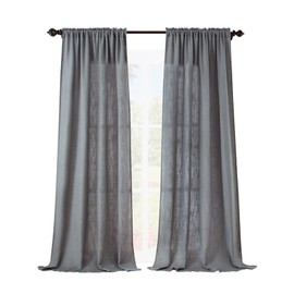 Valea Home Soft Burlap Natural Rod Pocket Window Curtain Panels for Living Room Patio Door, 37 x 84 inches, 1 Panel, Grey
