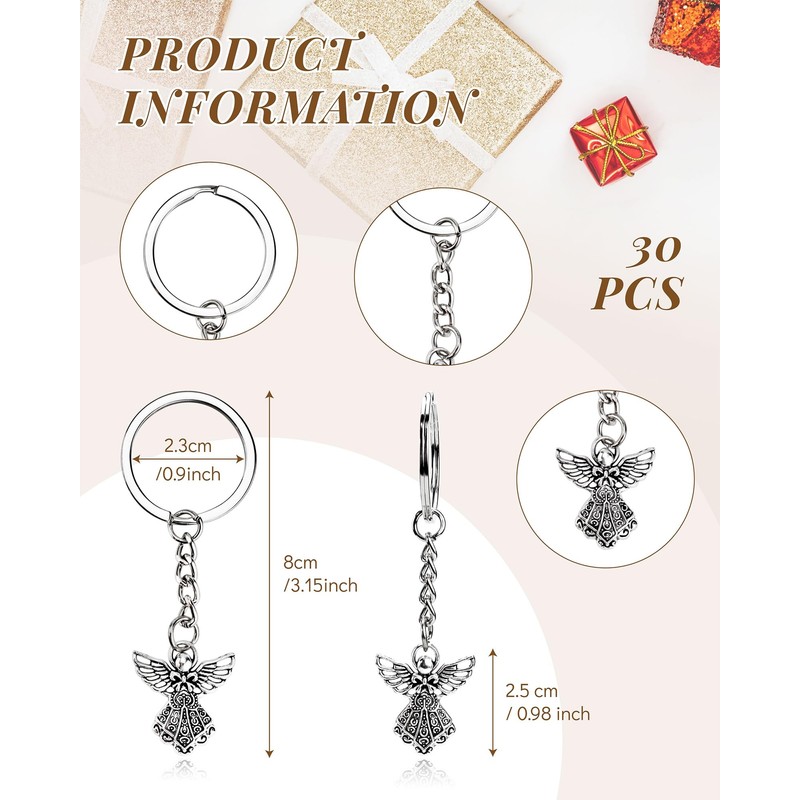 YETOOME 30 Pcs Guardian Angel Charm Keychain Key Ring for
