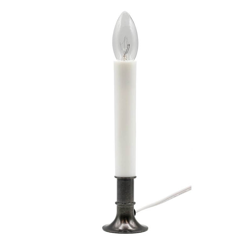 Creative Hobbies Electric Window Candle Lamp with Pewter Plated Base,