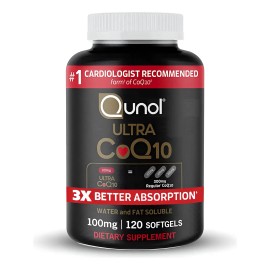 Suplemento de cápsulas ultra blandas Qunol CoQ10 de 100 mg, 120 unidades