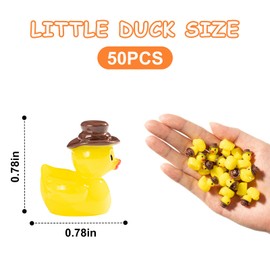 GTUDOR 50PCS Resin Ducks with Cowboy Hat, Mini Cute Duck Ornaments for Garden, Funny Hidden Duck Figurines for Outdoor Landscape Aquarium Decor Western Party Favors