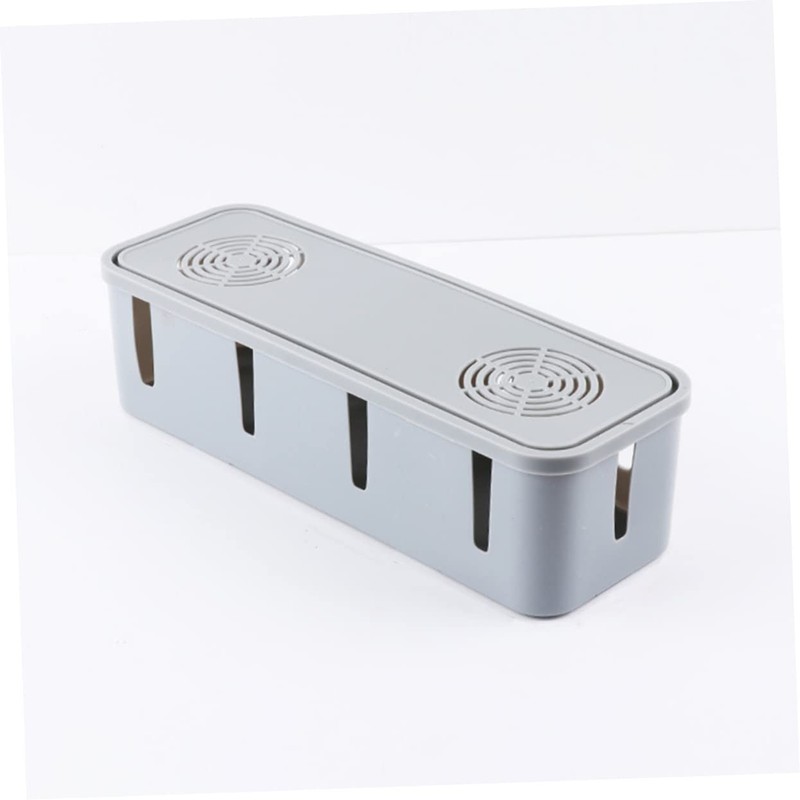 SHINEOFI Plug Receiving Box for Desktop Grey Cable Organizer Lid