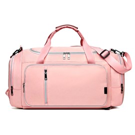 Haeiteey Travel Duffle Bag for Women,Gym Bag with Shoe Compartment,Weekend overnight bag with wet pocket,Waterproof carry on Travel Bag(Pink)