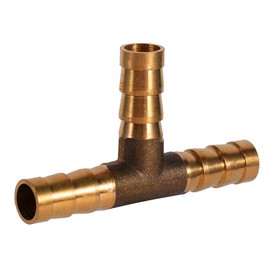 TKSE 3-Way Hose Connector, Brass Tee 3-Way Fuel Hose Connector for Compressed Air Oil Gas Line (8 mm)