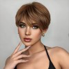 Pelucas De Cabello Natural Para Mujer Pelucas Cortas Marrón