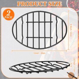 Nuogo 2 Pcs Roasting Rack Roasting Pan Approximately 12 x 8.5 Inch Oval Cooling Cooking Rack with Integrated Feet Sturdy with Enameled for Meat Roast Chicken Drying Grilling, Dishwasher Safe