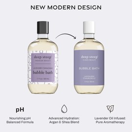 Deep Steep Bubble Bath, Lavender Chamomile 17 oz (Pack of 2) – Hypoallergenic, Clinically Tested Soothing Soak with Shea Butter & Argan Oil – Sulfate-Free