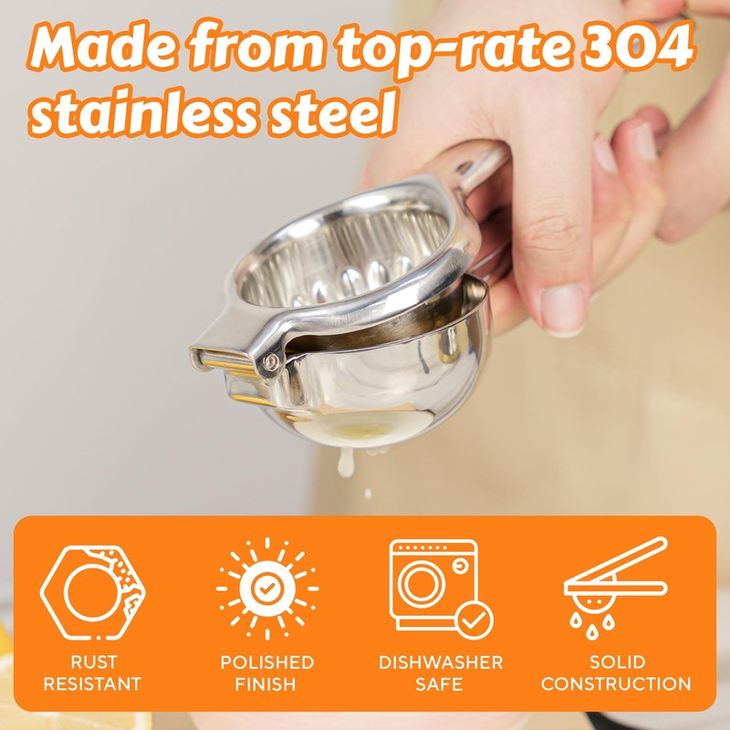 Stainless Steel Lemon Squeezer | Heavy Duty Handheld Juicer with