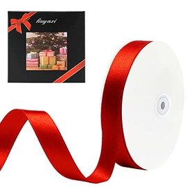 LIUYAXI Red Double Face Satin Ribbon 1/2" X 50 Yards, Ribbons Perfect for Crafts, Gift Wrapping, Bow Making and More
