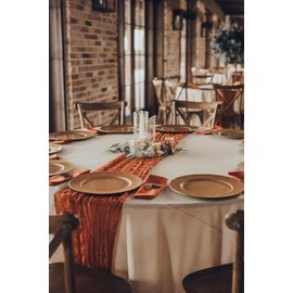 8Pack Terracotta Cheesecloth Table Runners 120Inch Cheese Cloth Terracotta Table Runner Rustic Sheer Gauze Table Runner for Wedding Baby Shower Birthday Party Table Decor