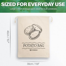 STOWBERRY Potato Storage Bag - 40x30cm Eco-Friendly 100% Cotton Storage Bag