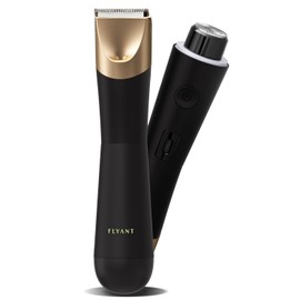 Bikini Trimmer for Women, Flyant 2 in 1 Electric Shaver for Women, Pubic Hair Trimmer Waterproof IPX7 with LED, Bikini Razor for Leg Arm Underarm Bikini Area, Gift for Family Friends - Black Gold
