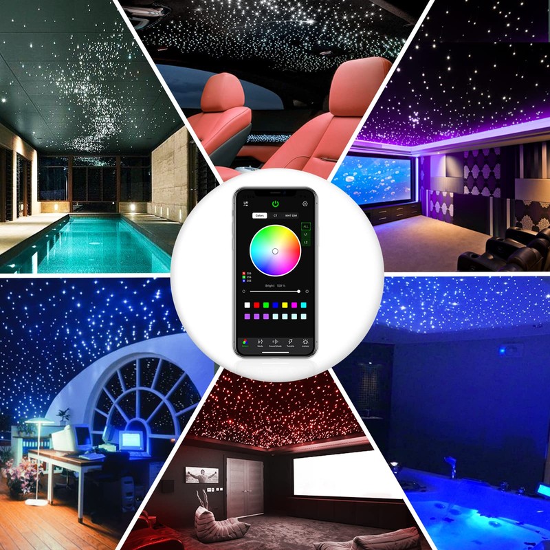 SUNKENET 16W Twinkle Starlight Headliner Kit, 150pcs*0.03in*6.5ft Fiber Optic Strands