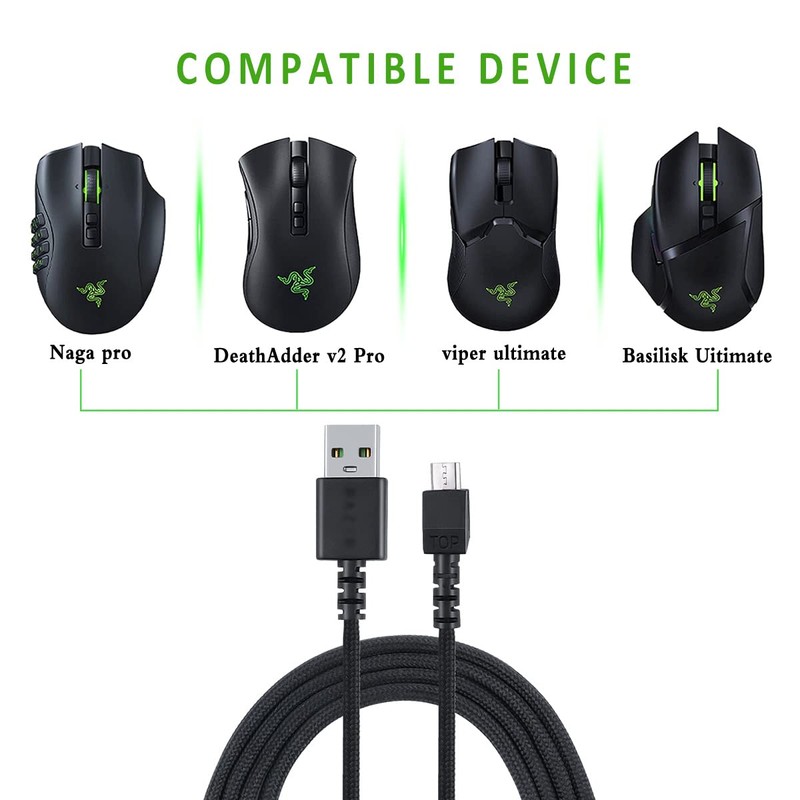 HUYUN USB充電ケーブル Razer Naga Pro 20000 DPI & DeathAdder V2