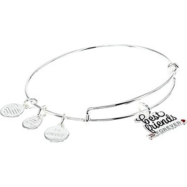 Alex and Ani Occasions Expandable Bangle for Women, Best Friends Forever Charm, Shiny Silver Finish, 2 to 3.5 in, One Size (A21EBBFFSS)