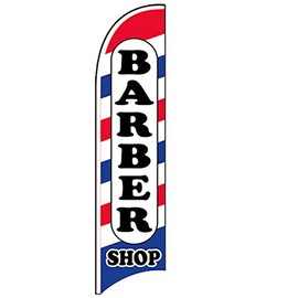 BARBER SHOP Windless Swooper Flag Feather Banner Sign 2.5x11.5 Ft Tall (Flag Only) wb
