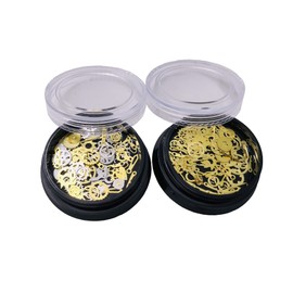 2 Boxes Time Gears Nail Studs Metal Nail Sequins 3D Punk Nail Art Decorations Alloy Manicure Art Beauty Supplies Retro & Gold Color