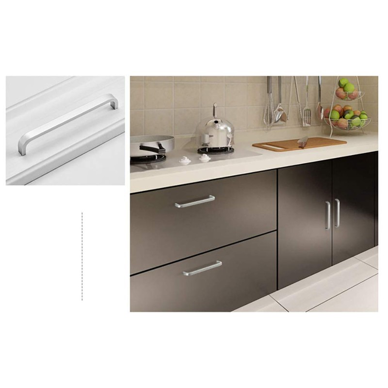 ANSIEDIO 2pcs Silver Aluminum Alloy Cabinet Cupboard Closet Wardrobe Door
