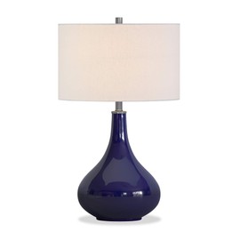 Henn&Hart Traditional Glass Table Lamp with Fabric Shade in Ombre Brass