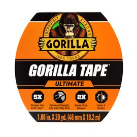 Ultimate Gorilla Tape, High Tensile Cloth with Double-Thick Adhesive for Hauling, Strapping, Patching, Bundling, Lifting, 1.88" x 20yd, Black (Pack of 1)
