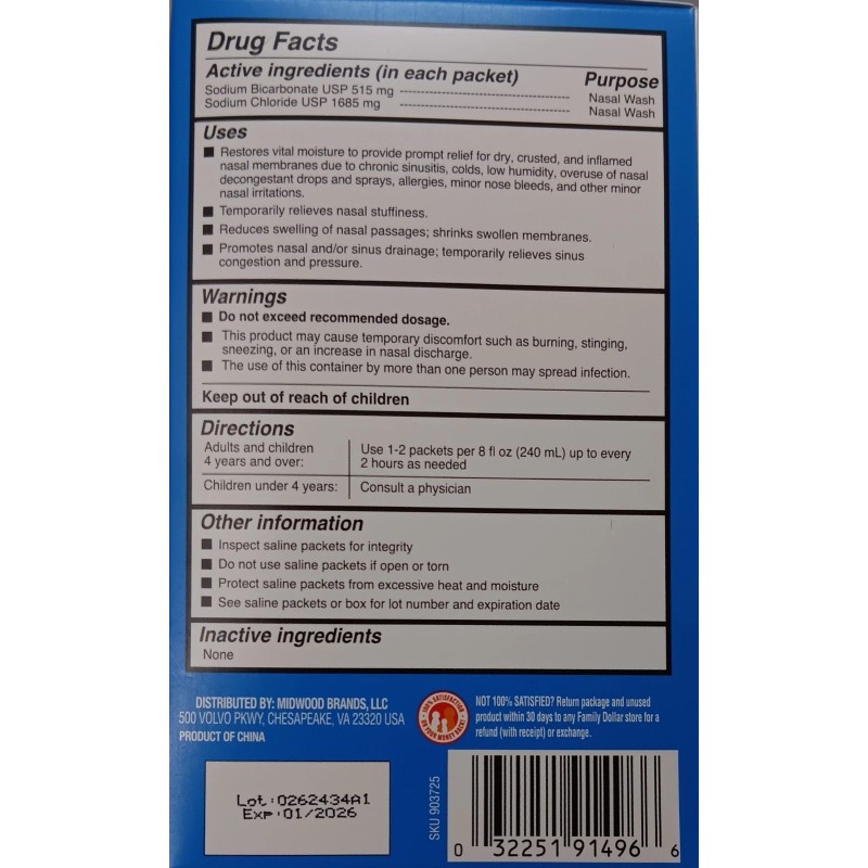 FAMILY Wellness™SINUS WASH SYSTEM Comfort Flow Bottle + 25 Saline