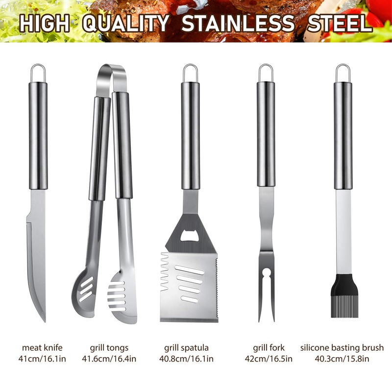 HUSSAR 34PCS BBQ Grill Tools Set Stainless Steel Grilling Accessories