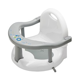 Foldable Baby Bath Seat - Non Slip Bathtub Chair for Sitting Up, Wrap-Around Seat with Suction Cups for 6-18 Months (Grey White)
