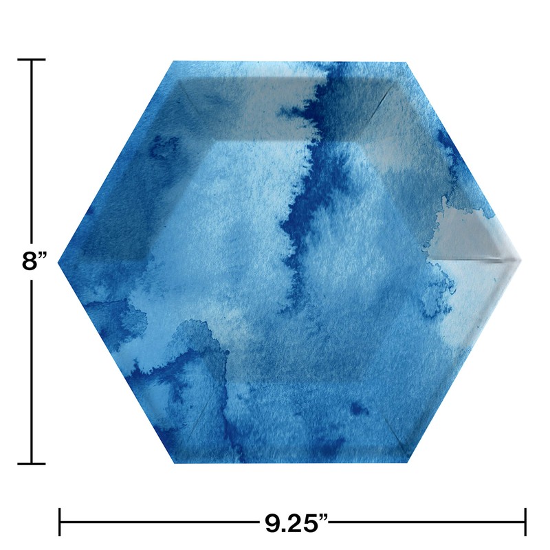 Watercolor Wash Blue Dessert Plates, 8 ct