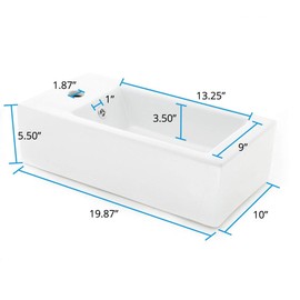 Renovators Supply Small Wall Mount Sink - Heavy-Duty Ceramic Vessel Sink with Faucet Hole and Overflow - Modern Bathroom Sink for Home Improvement - Grade A, Porcelain Scratch and Stain Resistant
