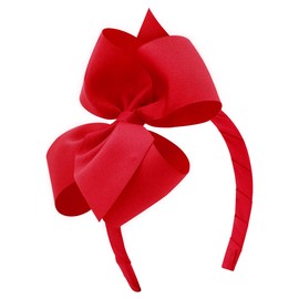 Wee Ones Girls' Classic Grosgrain Hair Bow on a Wrapped Headband, Stylish For All Hair Types, Small King Bow, Red