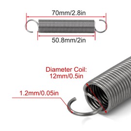 GUNGY Tension Springs with Hooks Stainless Steel Tension Spring 70 mm Outer Diameter 12 mm Wire Diameter 1.2 mm Maximum Tensile Force 3.2 kg 1.2 x 12 x 70 mm Pack of 4