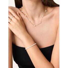 PERLVOYA Adjustable Freshwater Pearl Bracelet for Women, 3-4mm x 5-6mm Rice-Shaped Pearls, 18K Gold PVD-Coated Stainless Steel, Elegant Everyday Jewelry Gift (Large)