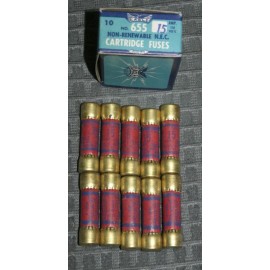 Eagle BOX OF 10 Eagle 15AMP 250V Cartridge Fuses #655 Non-Renewable 655 NEW OLD STOCK