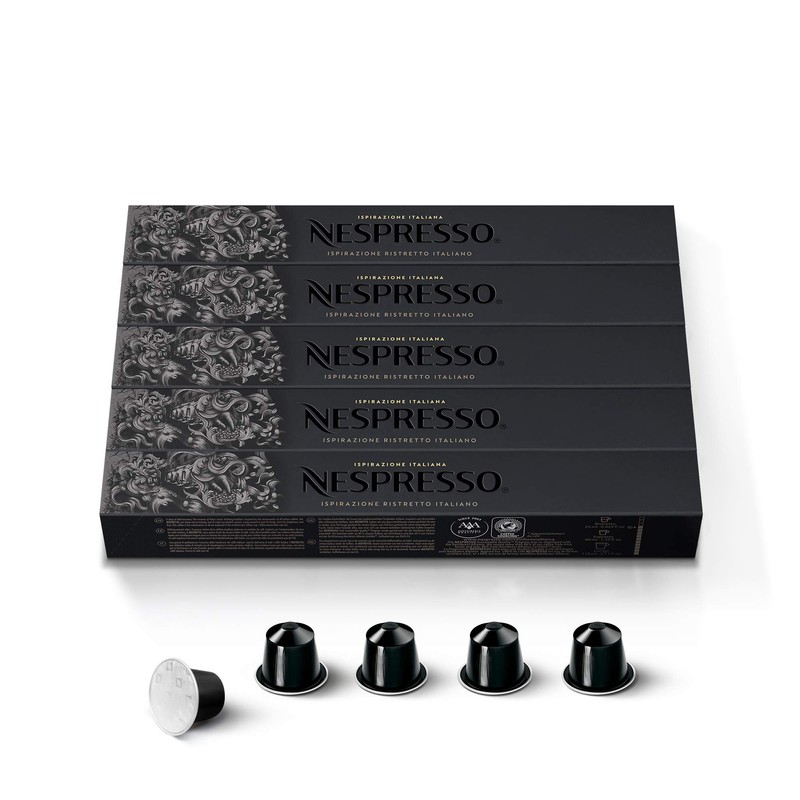 Nespresso Capsules OriginalLine, Ristretto Italiano, Dark Roast Espresso Coffee, 50-Count