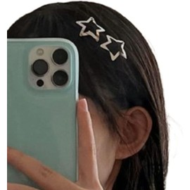 20 Pieces Star Hair Clips Silver Star Shaped Metal Snap Clips for Hair Barrettes Hairpins for Women Girls Egirls Hair Accessories