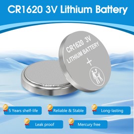volkate CR1620 3V Lithium Battery, 5 Count Pack CR 1620 3 Volt Button Coin Cell Battery for Car Key Fobs, Keyless Remotes, Watches, Garage Door Openers, Remote Controls