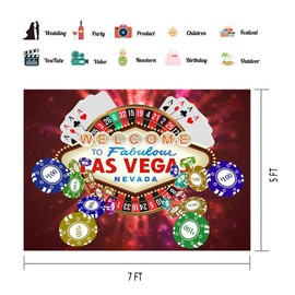 EOA 7x5FT Las Vegas Casino Red Poker Chip Turn Table Background Photograhy Party Birthday Nevada Banner YouTube Video Studio Props