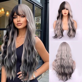 Fulang Hair Wig Silver Grey Long, Long Curly Heat Resistant Fibre Synthetic Wig, Peruka Women's Natural Hair for Daily Use