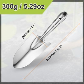 sourcing map Garden Hand Shovel 10.6" x 3.1" Stainless Steel Digging Trowel Transplanting Garden Tools for Flower Soil Planting Weeding Transplanting