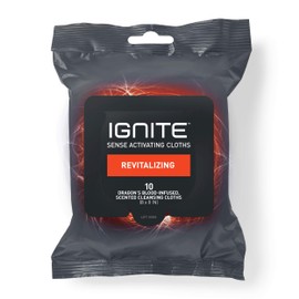 Ignite Mens Body Wet Wipes, Extra Thick 8" x 8" Shower Wipes, Revitalizing Scent, 10 Count