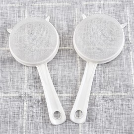 White Kitchen Handheld Reusable Plastic Screen Mesh Tea Leaf Strainer Flour Sieve Colander Kitchen Accessories Kitchen Tools and Gadgets