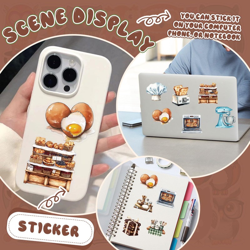 Bubaxuce Funny Baking Stickers 100 Pieces Realistic Transparent Bakery PET