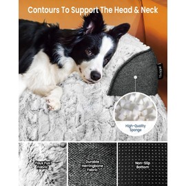 blunique Calming Small Dog Bed for Couch, 35 x 31 inch Removable Couch Cover for Dogs Washable, Non-Slip Fluffy Plush Dog Sofa Mat for Furniture Protector - Grey