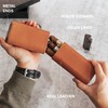 CASE ELEGANCE Three-Cigar Travel Case with Real Saddle Brown Leather,