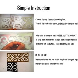 Waistline Mirror Wall Stickers, DIY Home Decor Skirting Line Stereo Acrylic Wall Decals Lace Window Border, Living Room Kitchen Background Wall Decoration Ceiling Decoration 10PCS (1, Silver)