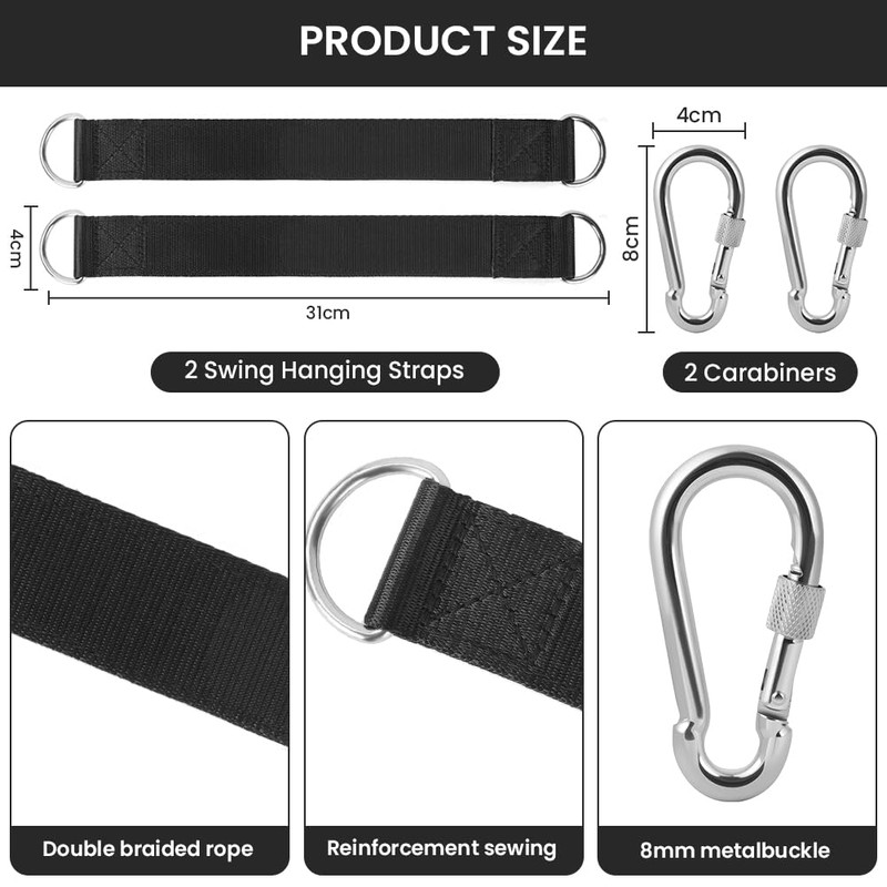 ABOHU Tree Swing Hanging Straps, 2 Pcs Adjustable Hanging Rope
