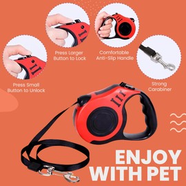 Best Dog Supplies Retractable Dog Leash - Automatic Telescopic Tractor Dog Tape, Pet Tape 10/16 FT Durable and Convenient Leash Anti-Slip Handle Safe Walking with Pet - Suitable for All Dogs Red