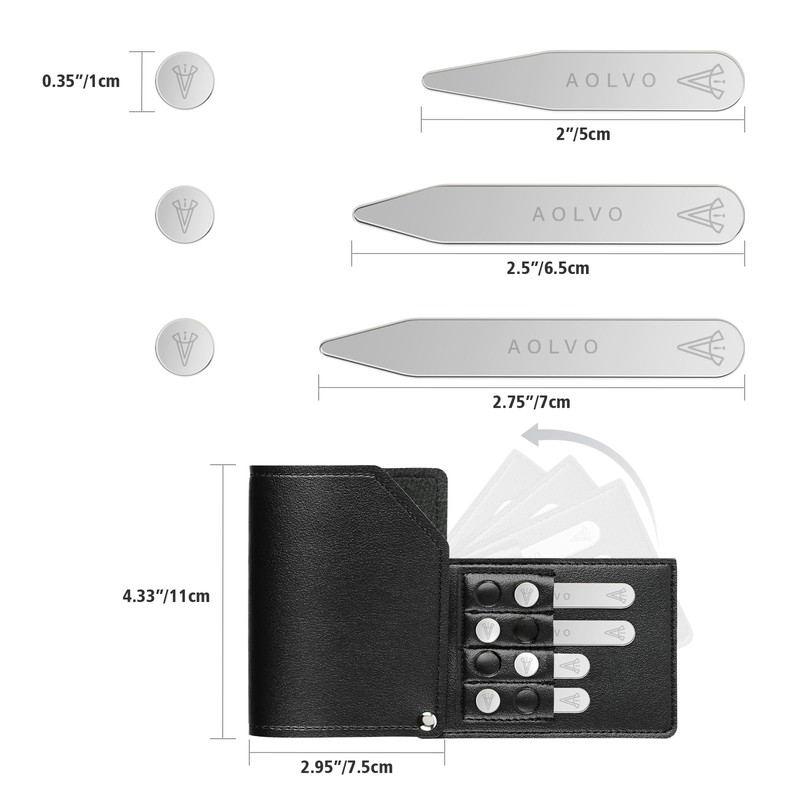 AOLVO Stainless Steel Collar Stiffeners with 6 Magnets, Magnetic Collar